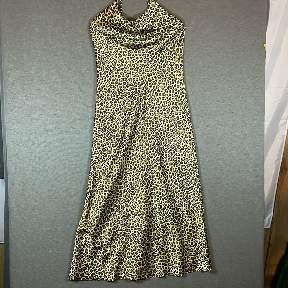 Victoria's Secret Gold Sequin Halter Cocktail satin maxi Dress